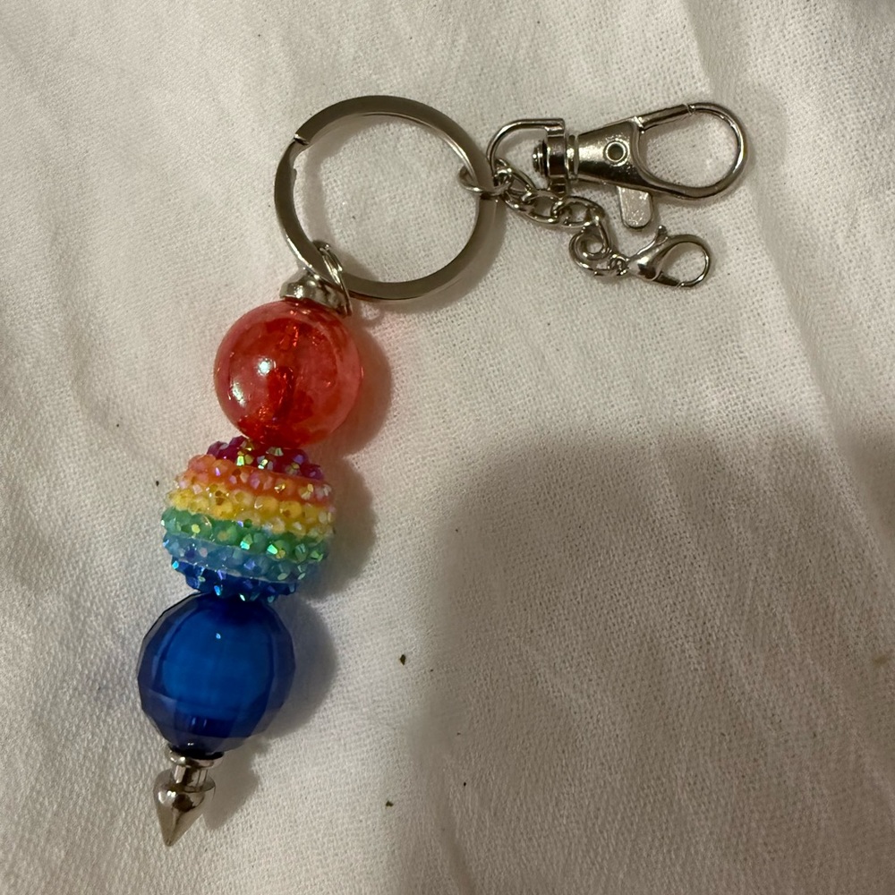 Colorful Beaded Keychain with Clip